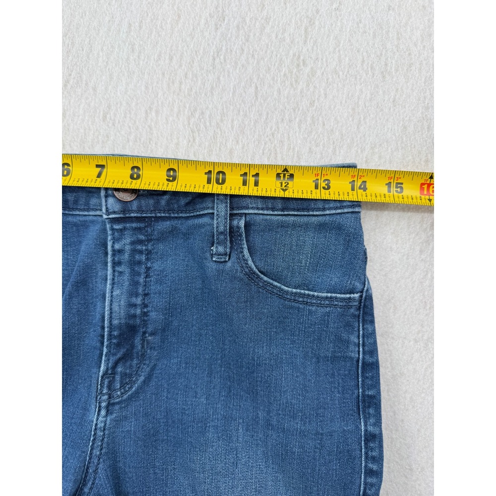 Y2K Hollister High Rise Flare Jeans Blue Raw Hem Side Slit Size 7R (28x30) Boho - Picture 6 of 12
